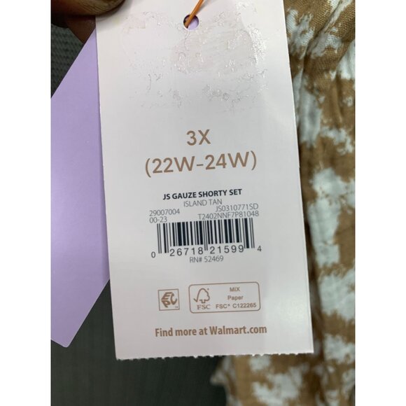 Joyspun Women's Plus Size 3X Tan & White Gauze Top Adjustable Straps - Picture 4 of 8